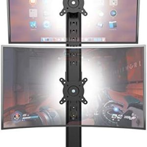 Dual Monitor Stand - Vertical Stack Screen Free-Standing Monitor Riser Fits Two 13 to 34 Inch Screen with Swivel, Tilt, Height Adjustable, Holds One (1) Screen Up to 44Lbs