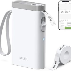 Nelko Label Maker Machine with Tape, P21 Bluetooth Label Printer, Wireless Mini Label Makers with Multiple Templates for School Office Home, White